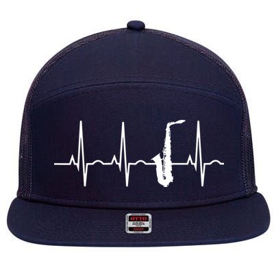 Saxophone Player Shirts Saxophone Heartbeat 7 Panel Mesh Trucker Snapback Hat