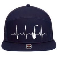 Saxophone Player Shirts Saxophone Heartbeat 7 Panel Mesh Trucker Snapback Hat
