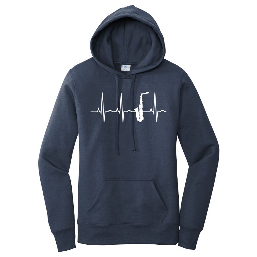 Saxophone Player Shirts Saxophone Heartbeat Women's Pullover Hoodie