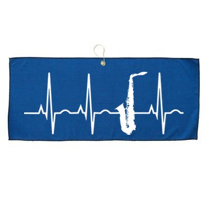 Saxophone Player Shirts Saxophone Heartbeat Large Microfiber Waffle Golf Towel