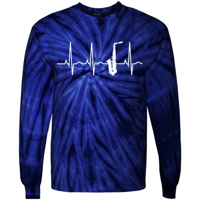 Saxophone Player Shirts Saxophone Heartbeat Tie-Dye Long Sleeve Shirt