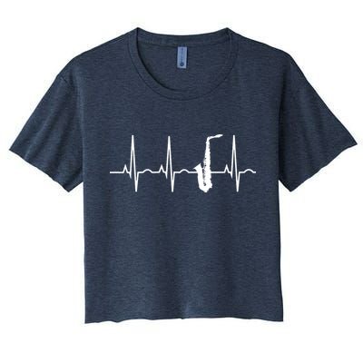Saxophone Player Shirts Saxophone Heartbeat Crop Top