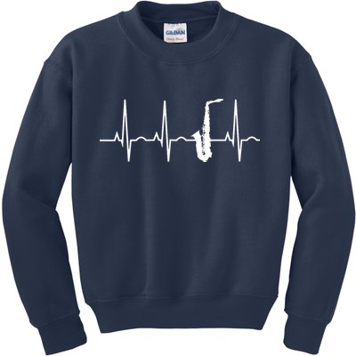 Saxophone Player Shirts Saxophone Heartbeat Kids Sweatshirt