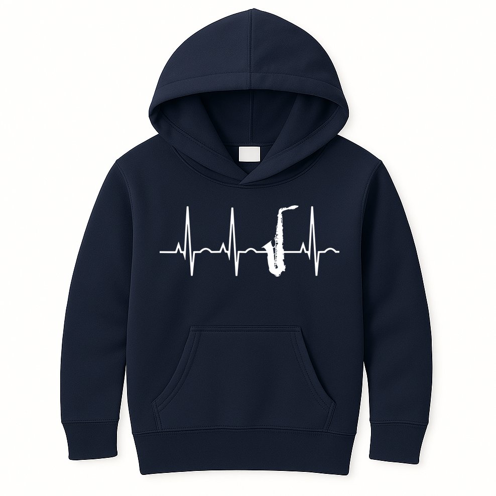 Saxophone Player Shirts Saxophone Heartbeat Kids Hoodie