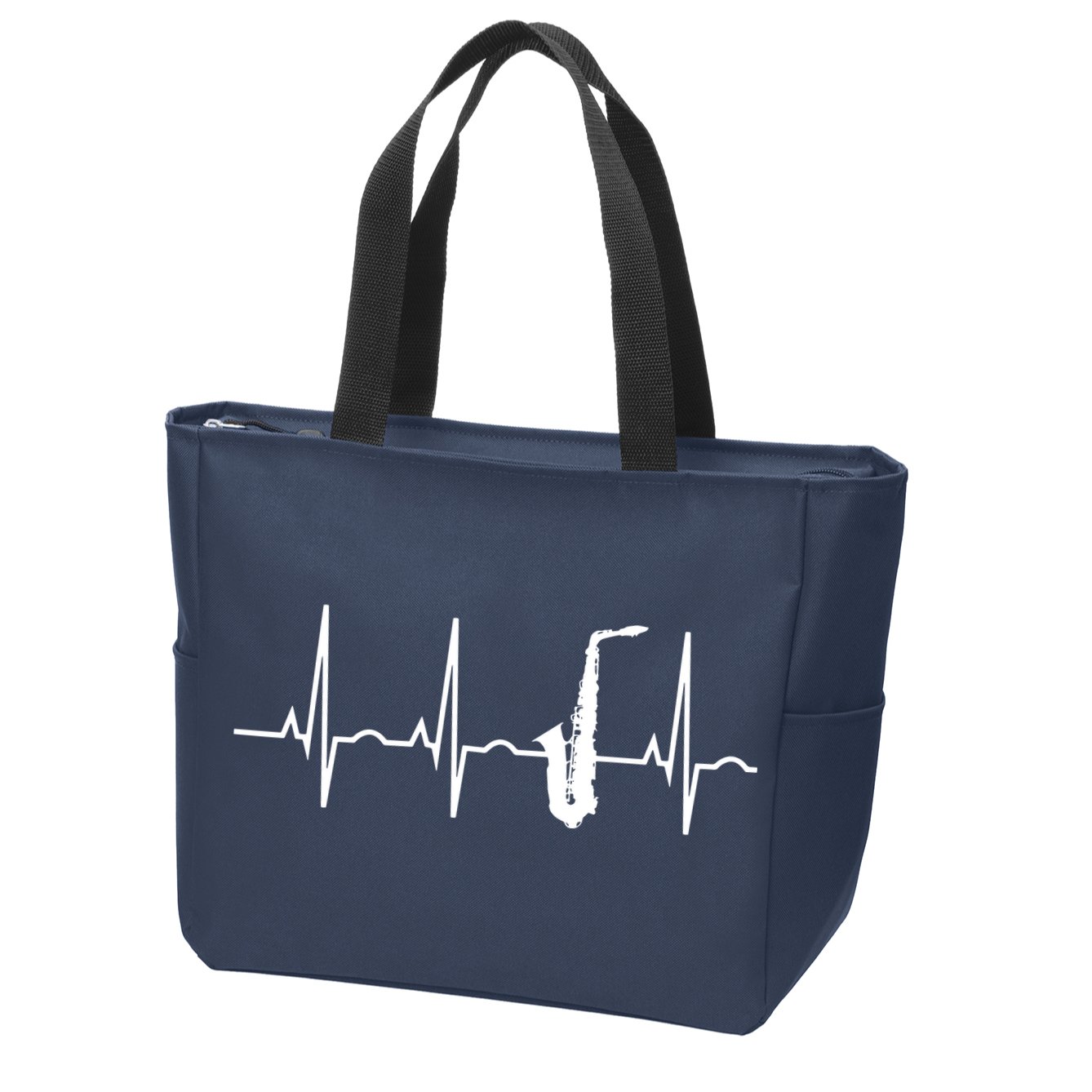 Saxophone Player Shirts Saxophone Heartbeat Zip Tote Bag
