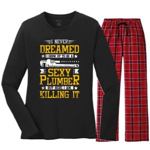 Sexy Plumber Women's Long Sleeve Flannel Pajama Set 