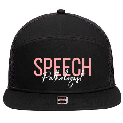 Speech Pathologist Slp Speech Pathology Gift 7 Panel Mesh Trucker Snapback Hat