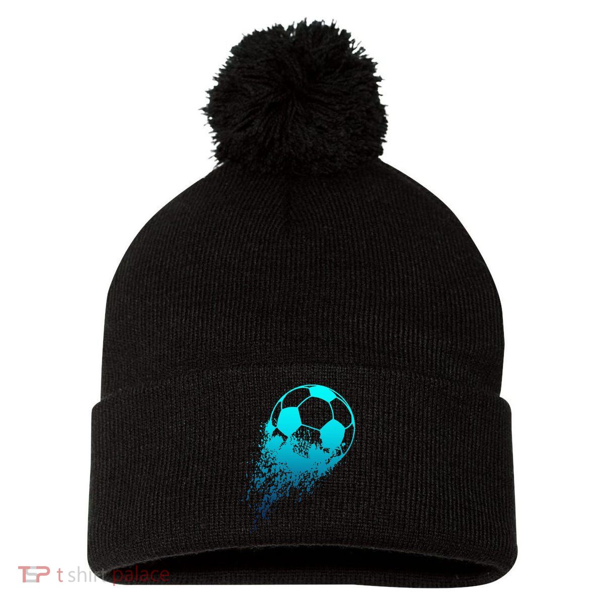Soccer Player Sports Vintage Boy Soccer Pom Pom 12in Knit Beanie