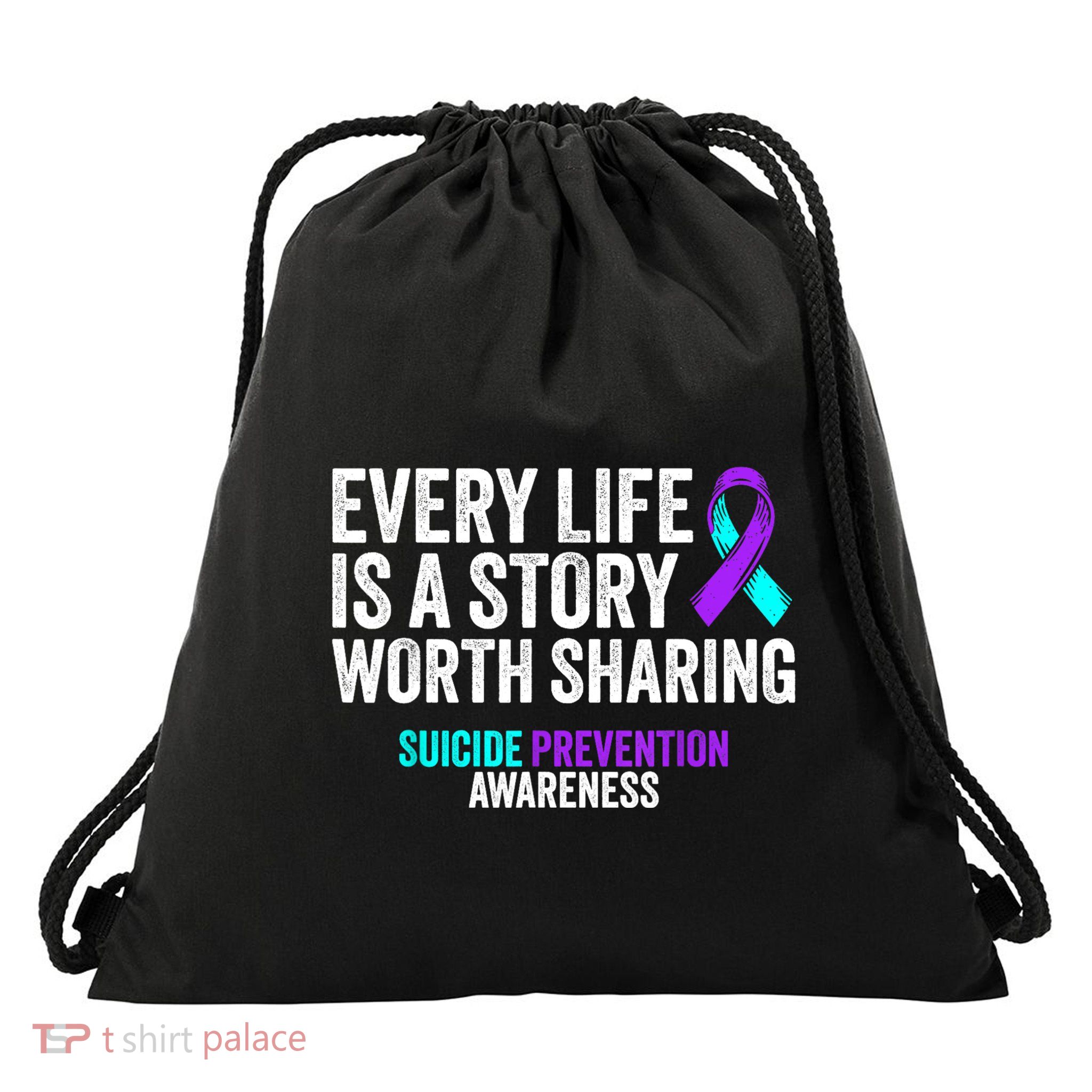 Suicide Prevention Support End The Silence Suicide Awareness Drawstring Bag