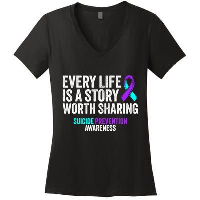 Suicide Prevention Support End The Silence Suicide Awareness Women's V-Neck T-Shirt