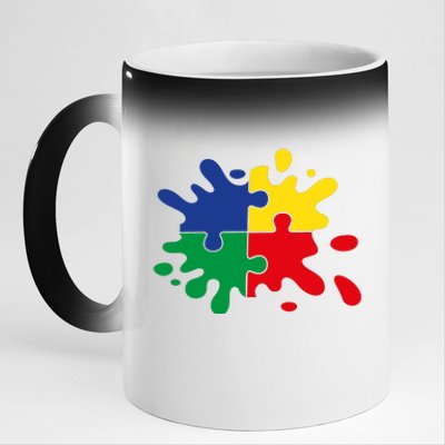 Splash Puzzle 11oz Black Color Changing Mug