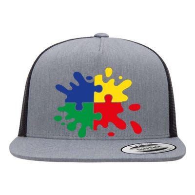 Splash Puzzle Flat Bill Trucker Hat