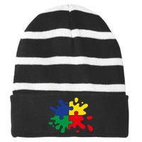 Splash Puzzle Striped Beanie with Solid Band