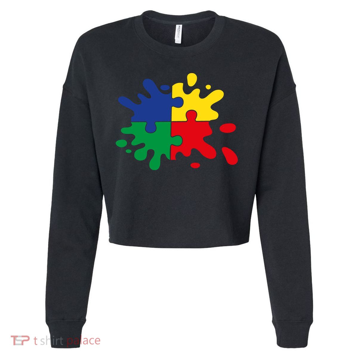 Splash Puzzle Cropped Pullover Crew