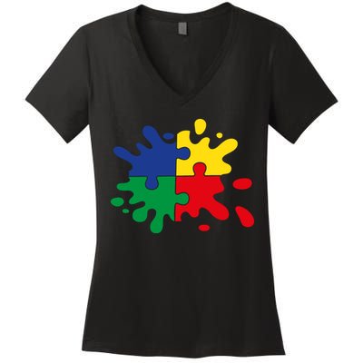 Splash Puzzle Women's V-Neck T-Shirt