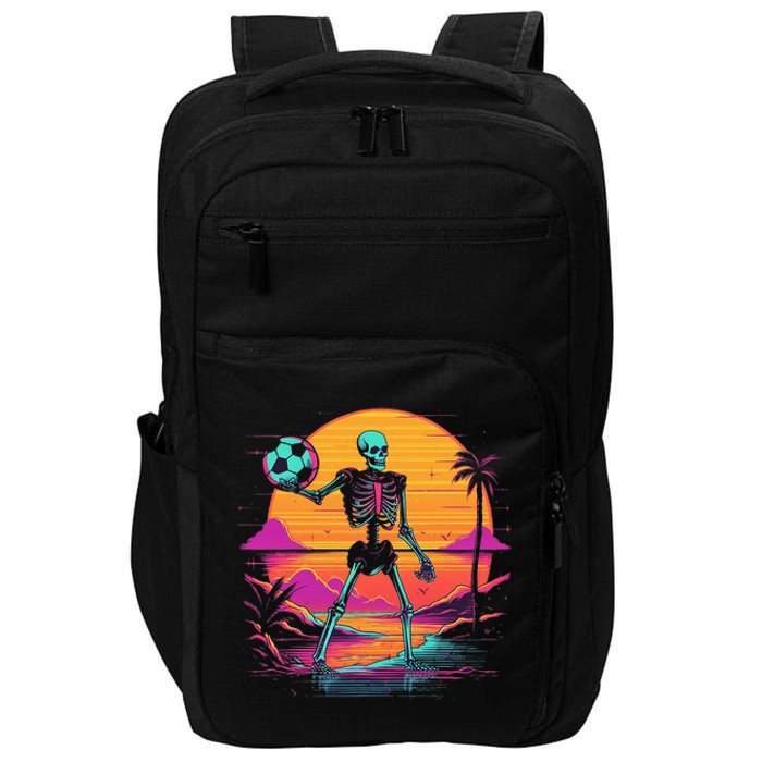 Skeleton Playing Soccer Halloween Costume Kids Impact Tech Backpack