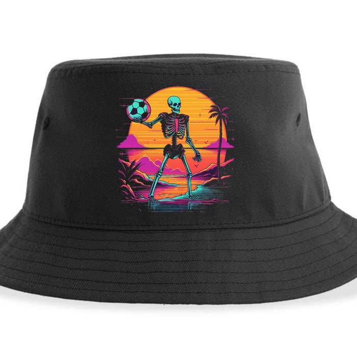 Skeleton Playing Soccer Halloween Costume Kids Sustainable Bucket Hat