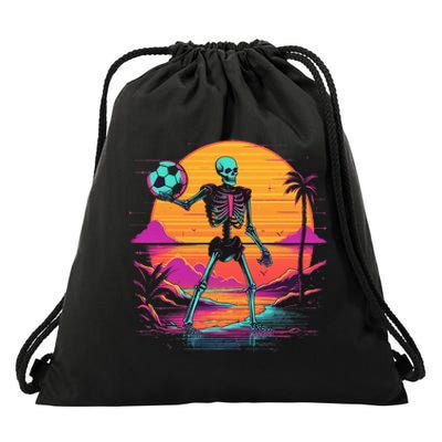 Skeleton Playing Soccer Halloween Costume Kids Drawstring Bag