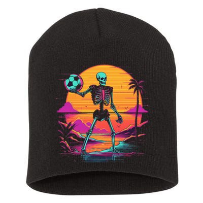 Skeleton Playing Soccer Halloween Costume Kids Short Acrylic Beanie