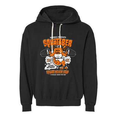 Sorinex Presents Squatober Squats Never Stop Garment-Dyed Fleece Hoodie