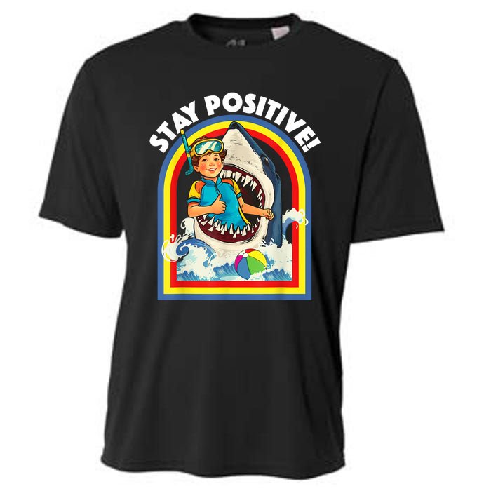 Stay Positive Shark Lover Wildlife Ocean Sea Animal Lover Cooling Performance Crew T-Shirt