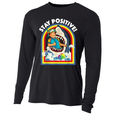 Stay Positive Shark Lover Wildlife Ocean Sea Animal Lover Cooling Performance Long Sleeve Crew