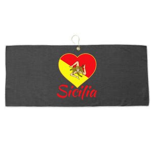 Sicilian Pride Sicilia I Love Sicily Trinacria Large Microfiber Waffle Golf Towel