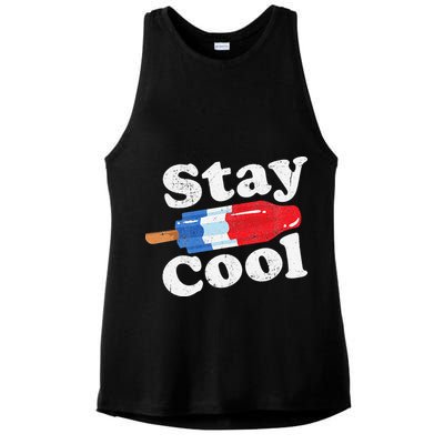 Summer Popsicle Stay Cool Funny Bomb Retro 80s Pop Gift Ladies PosiCharge Tri-Blend Wicking Tank