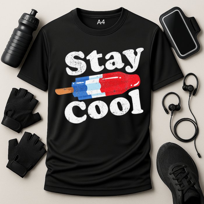 Summer Popsicle Stay Cool Funny Bomb Retro 80s Pop Gift Cooling Performance Crew T-Shirt