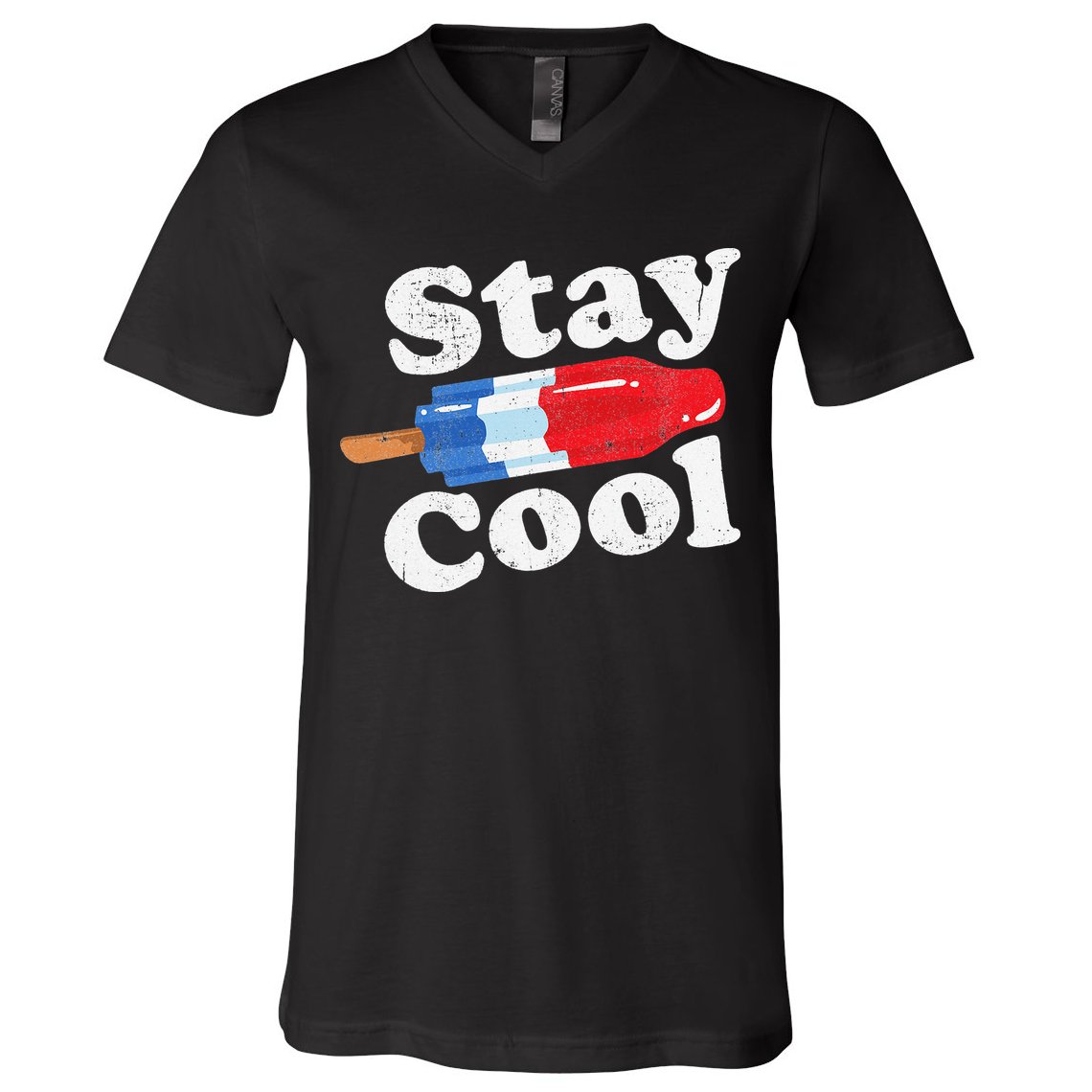 Summer Popsicle Stay Cool Funny Bomb Retro 80s Pop Gift V-Neck T-Shirt