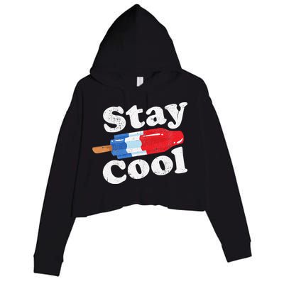 Summer Popsicle Stay Cool Funny Bomb Retro 80s Pop Gift Crop Fleece Hoodie