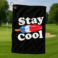 Summer Popsicle Stay Cool Funny Bomb Retro 80s Pop Gift Golf Towel