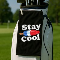 Summer Popsicle Stay Cool Funny Bomb Retro 80s Pop Gift Golf Towel