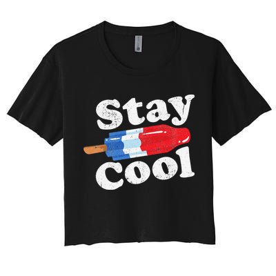 Summer Popsicle Stay Cool Funny Bomb Retro 80s Pop Gift Crop Top