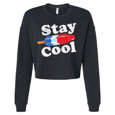 Summer Popsicle Stay Cool Funny Bomb Retro 80s Pop Gift Cropped Pullover Crew