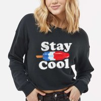 Summer Popsicle Stay Cool Funny Bomb Retro 80s Pop Gift Cropped Pullover Crew
