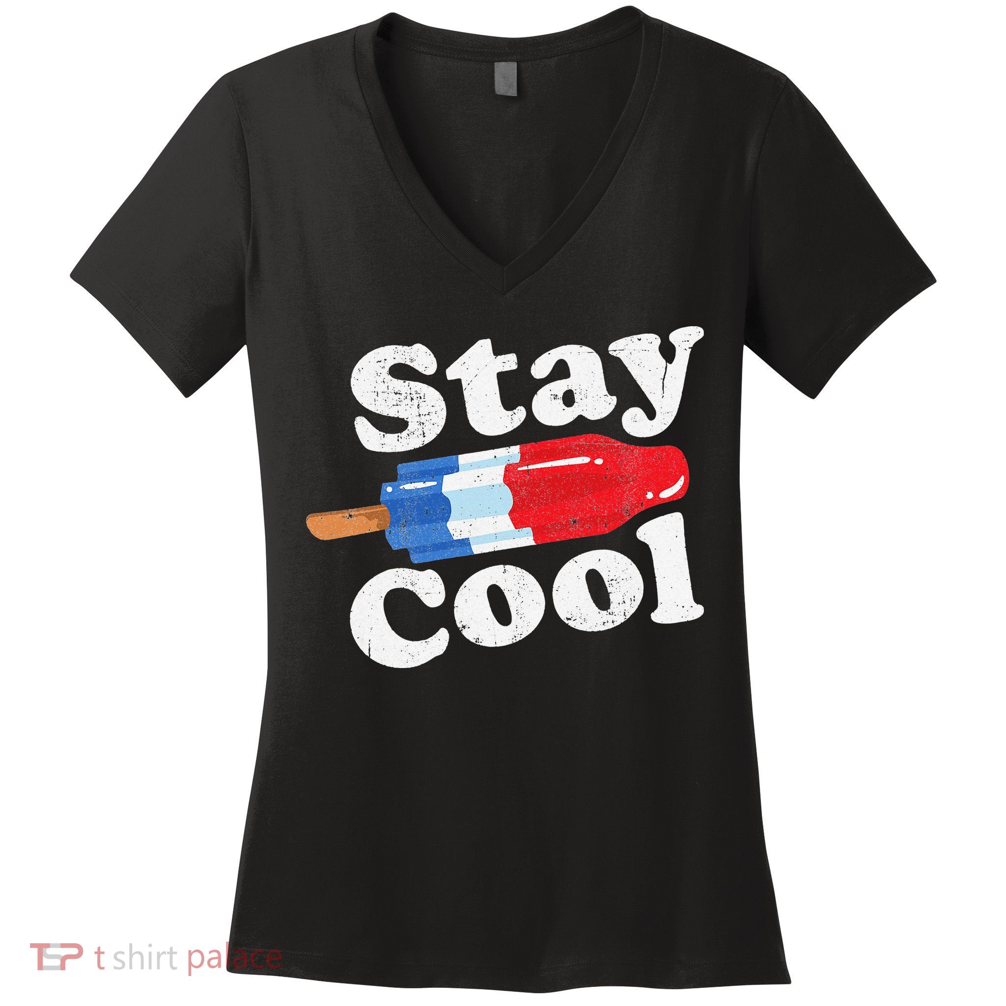 Summer Popsicle Stay Cool Funny Bomb Retro 80s Pop Gift Women's V-Neck T-Shirt
