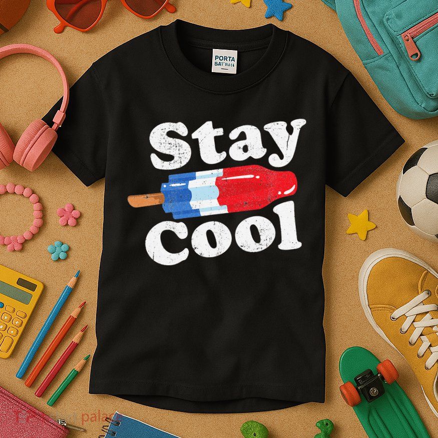 Summer Popsicle Stay Cool Funny Bomb Retro 80s Pop Gift Kids T-Shirt