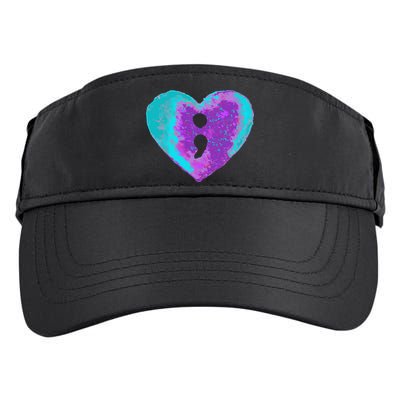 Suicide Prevention Semi Colon Purple Teal Hoodie Adult Drive Performance Visor