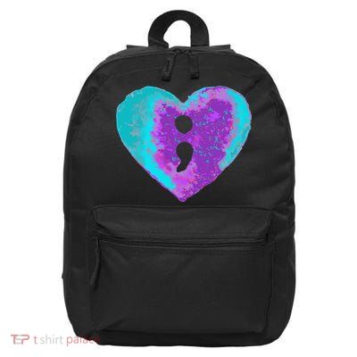 Suicide Prevention Semi Colon Purple Teal Hoodie 16 in Basic Backpack