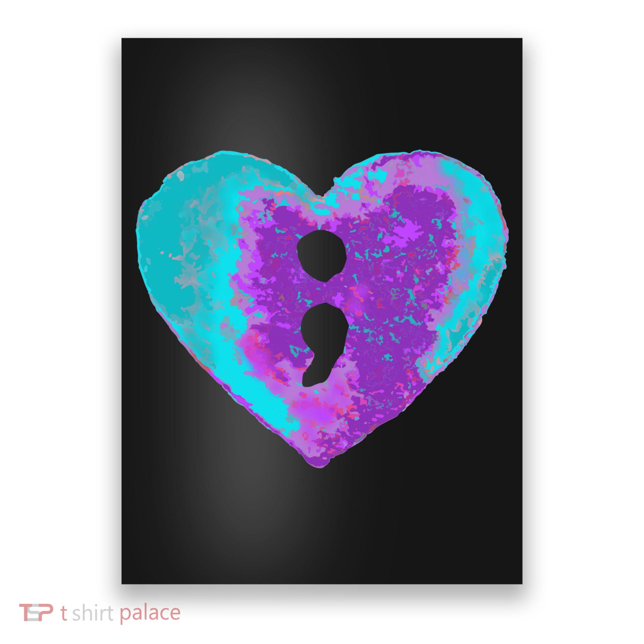 Suicide Prevention Semi Colon Purple Teal Hoodie Poster