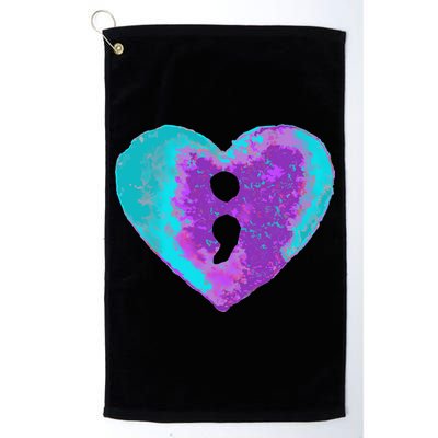 Suicide Prevention Semi Colon Purple Teal Hoodie Golf Towel