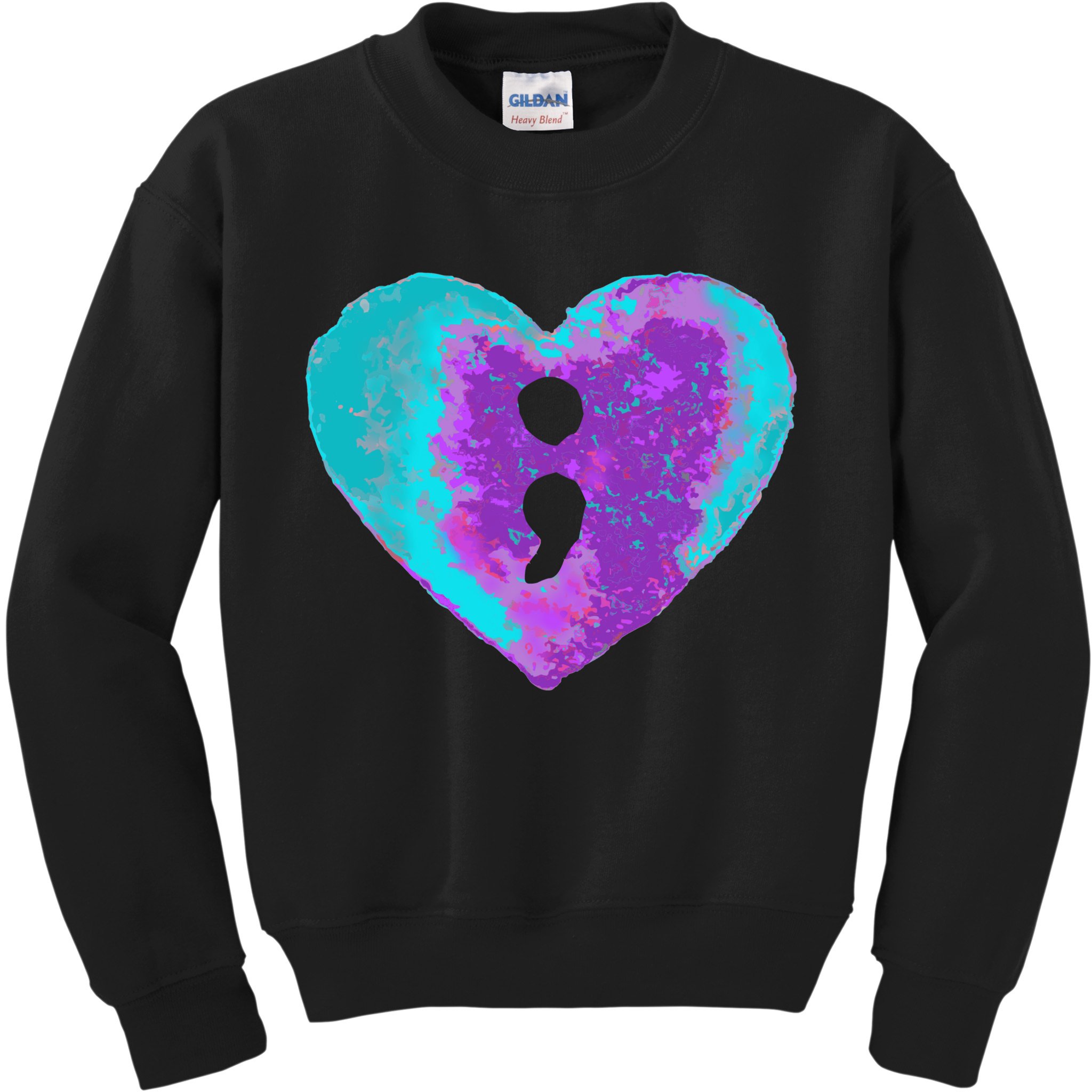 Suicide Prevention Semi Colon Purple Teal Hoodie Kids Sweatshirt