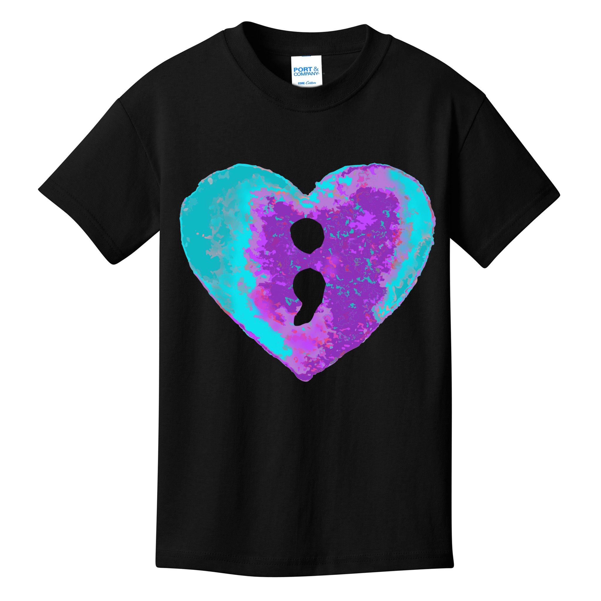 Suicide Prevention Semi Colon Purple Teal Hoodie Kids T-Shirt