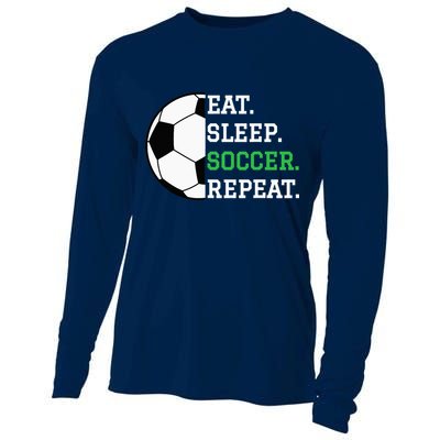 Soccer Player Soccer Lover Eat Sleep Soccer Repeat Cooling Performance Long Sleeve Crew