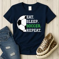 Soccer Player Soccer Lover Eat Sleep Soccer Repeat Womens T-Shirt