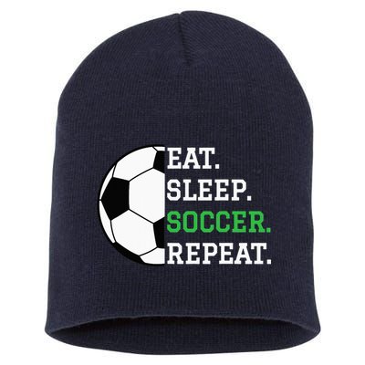 Soccer Player Soccer Lover Eat Sleep Soccer Repeat Short Acrylic Beanie