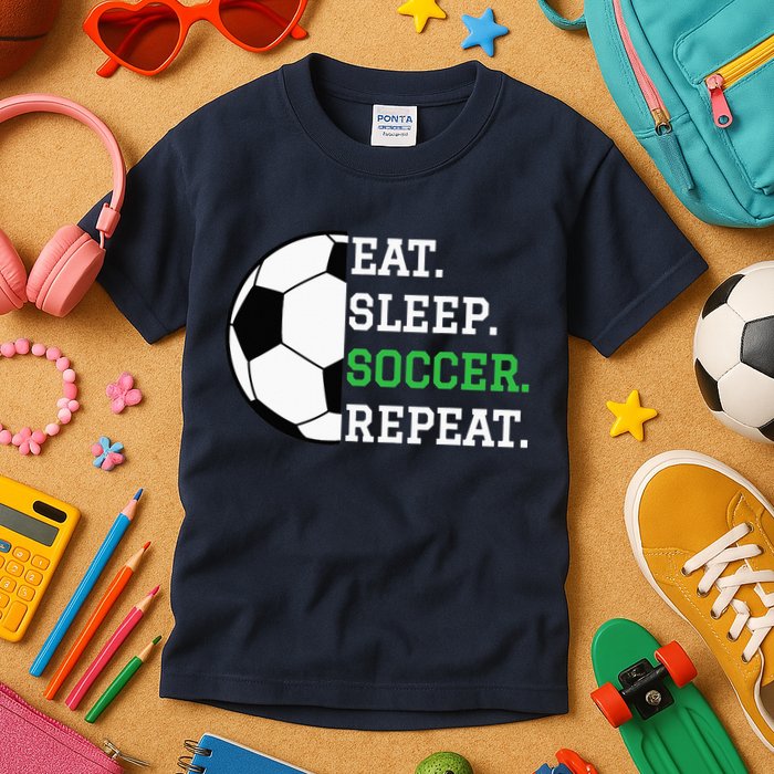 Soccer Player Soccer Lover Eat Sleep Soccer Repeat Kids T-Shirt