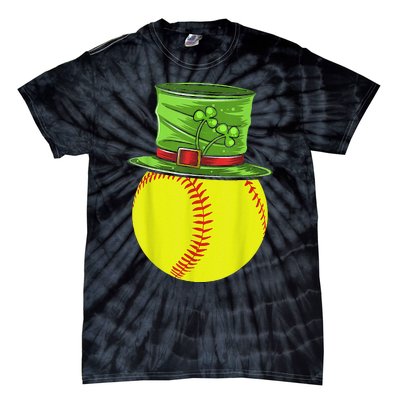 Softball Player Sport St Patrick's Saint Pattys Day Cute Tie-Dye T-Shirt