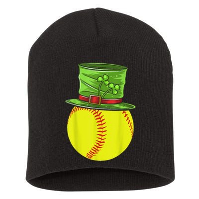 Softball Player Sport St Patrick's Saint Pattys Day Cute Short Acrylic Beanie